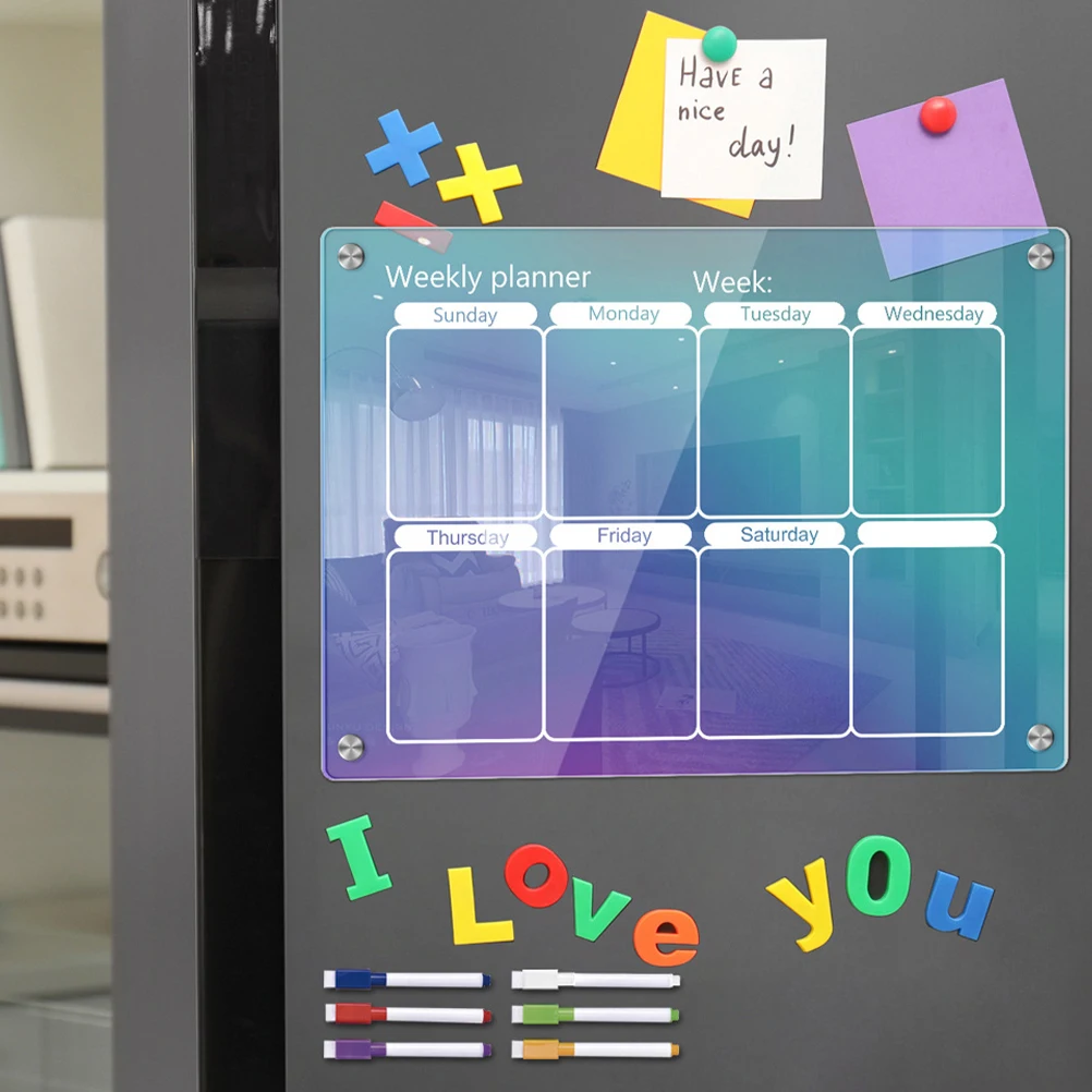 

1 Set Magnetic Weekly Planner Board Acrylic Dry Erase Fridge Calendar For Daily Schedule Organization Reusable Small Portable