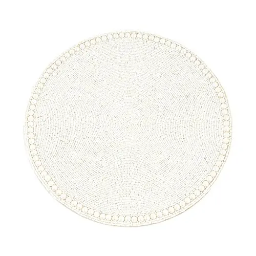 Vanilla Cream White Glass Beaded Placemat 15