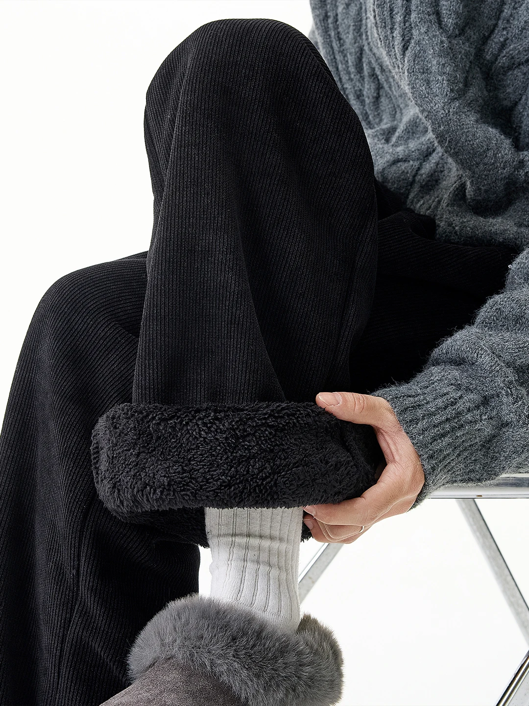 

Тяжелые бархатные мужские вельветовые повседневные брюки из ягненка, зимние теплые свободные брюки, прямые брюки с эластичной резинкой на талии, без глажки