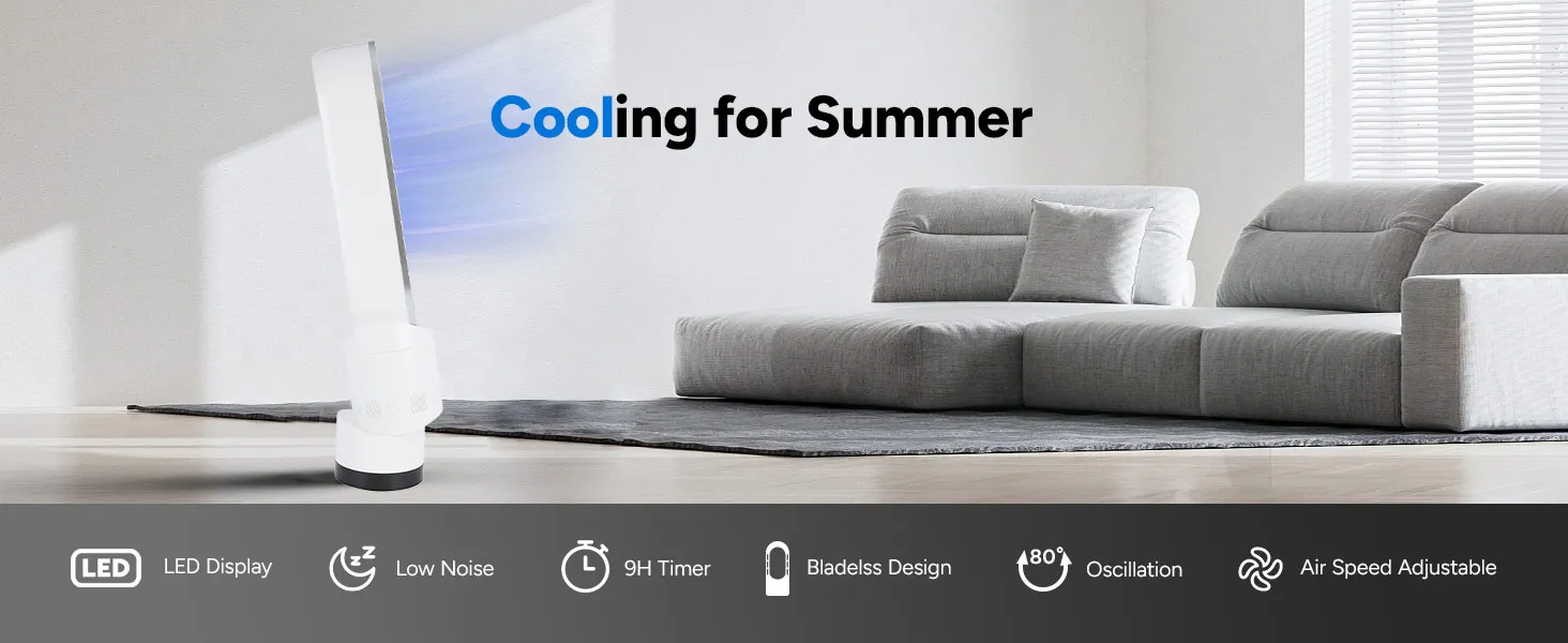 Turmventilator ohne Flügel 24 Zoll mit Filter & Timer kaufen