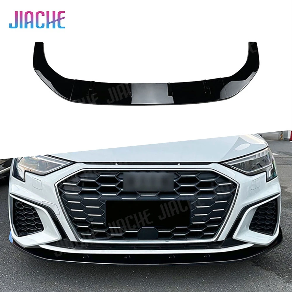 

Черный передний нижний бампер из АБС-пластика, спойлер, разделитель, диффузор для Audi A3 S3 8Y 2021+, защитная крышка из АБС-пластика, карбоновый вид, тюнинг