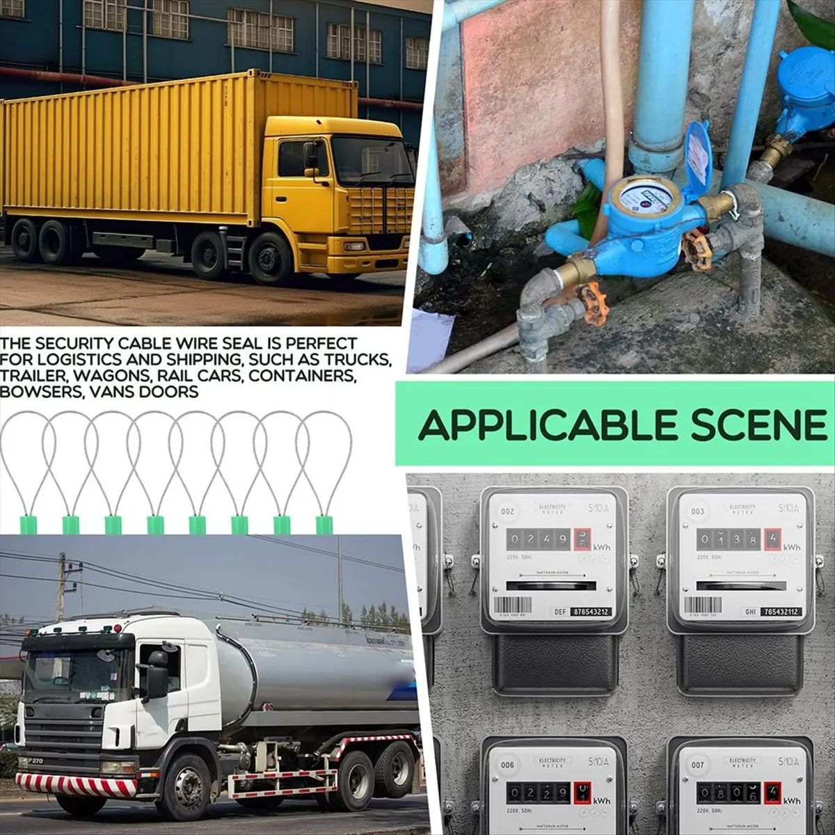 A74U 120 Steel Cable Seals Metal Security Seal Numbered Metal Truck Trailer Seals Security Tags Tamper Evident Tags,Green