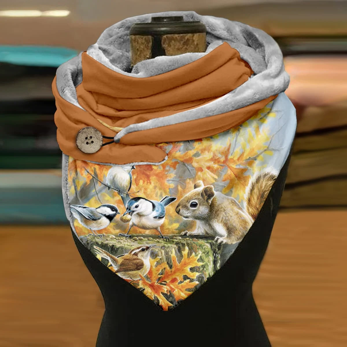 Animal Horse/Fox/Sloth/Elephant Scarve Printed Winter Warm Triangle Scarve Casual Fleece Scarf And Shawl