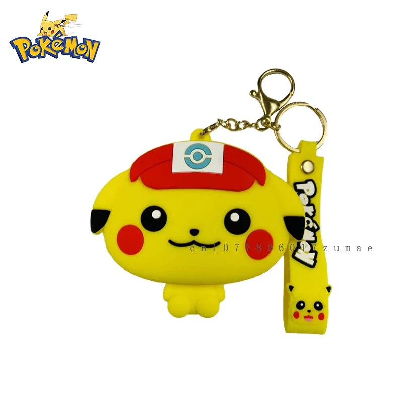 Pokemon anime pikachu silicone chaveiro saco pequeno armazenamento adorável moda bolsa mensageiro figuras dos desenhos animados modelo brinquedos crianças presente