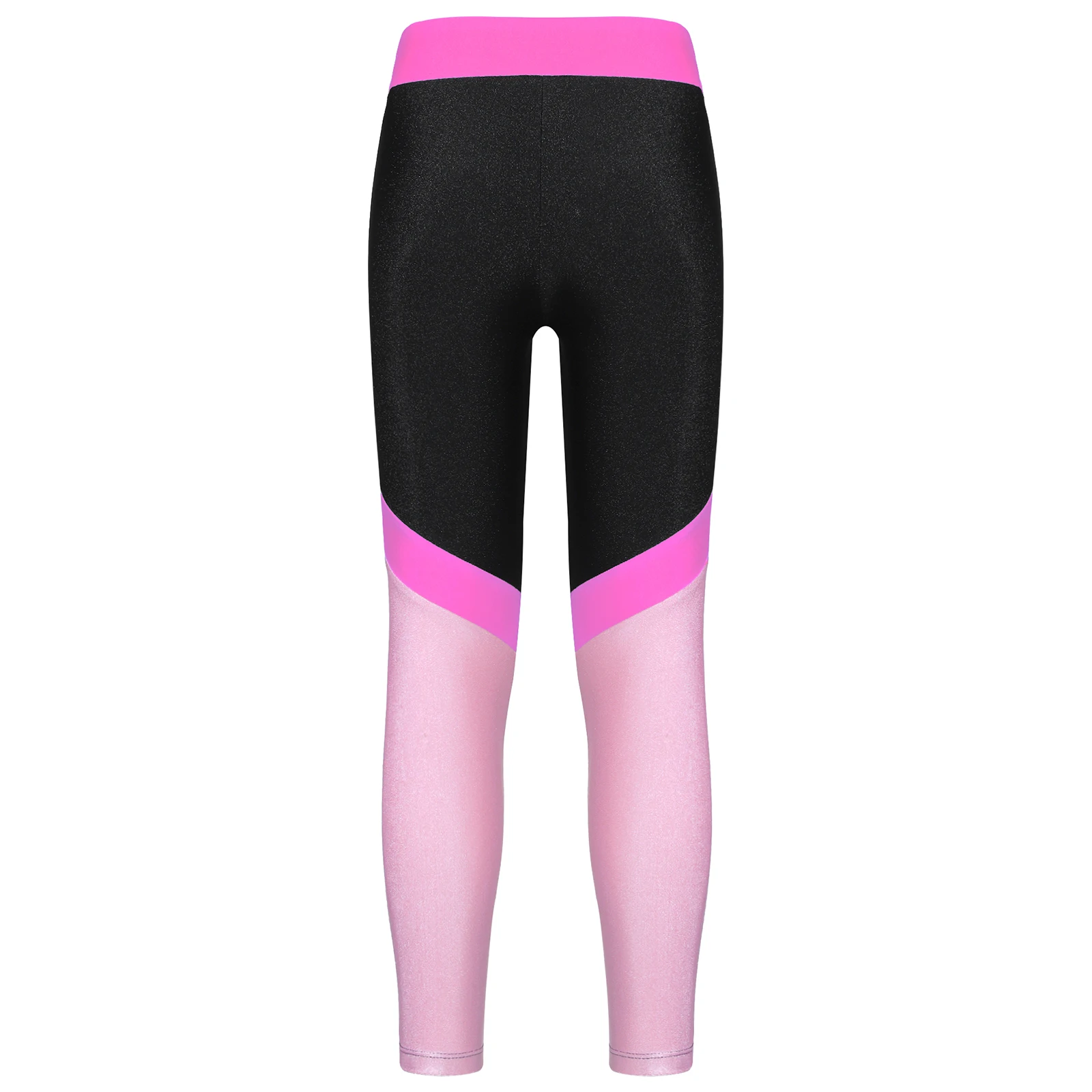 Kids Leggings for Girls Colorblock Children's Elastic Waistband Tights for Dancing Running Gymnastics Skinny Trousers Yoga Pants