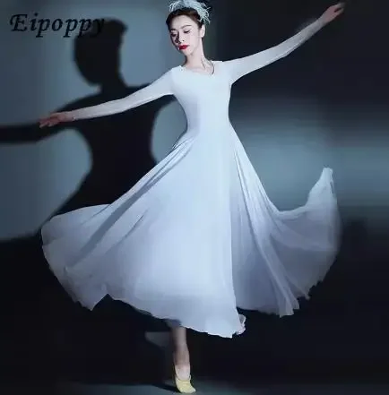 Chinese Dancing Dress Modern Dance Elegant Red Big Swing Dress in the Light Performance Costume