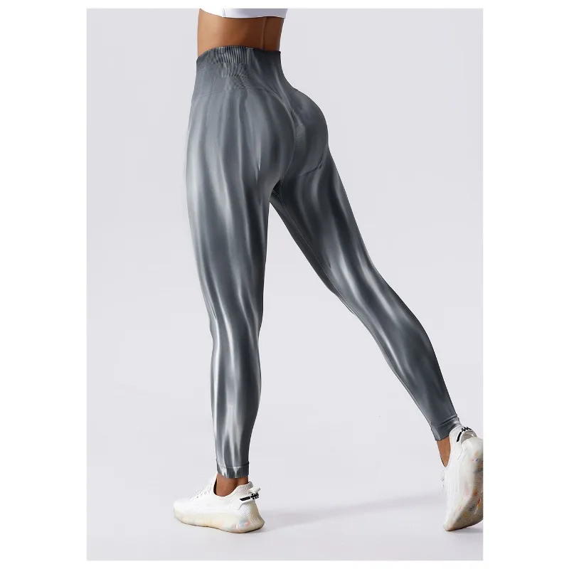 Fitness Yoga Leggings Women Seamless Tie Dye Leggings High Waist Sexy Hip Liftting Kniting Outdoor Running Slim Leggings