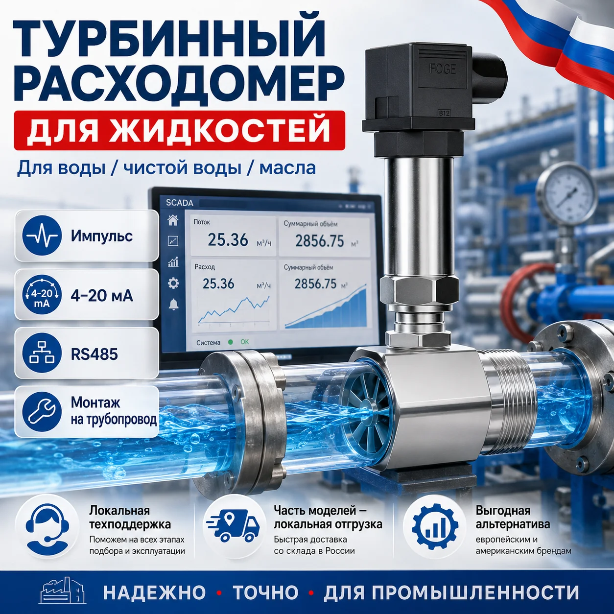 Turbine Flow Meter for Water and Low Viscosity Oil Threaded or Flanged Turbine Flow Meter for Water, Fuel, and Oil