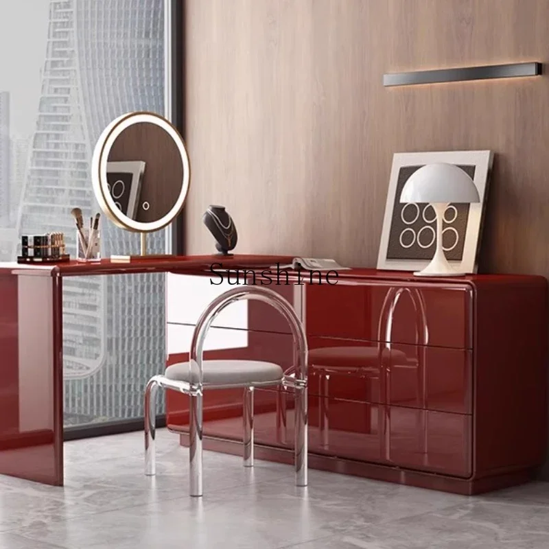 chest integrated red modern simple Italian light luxury high-end atmospheric mirror makeup tableYY