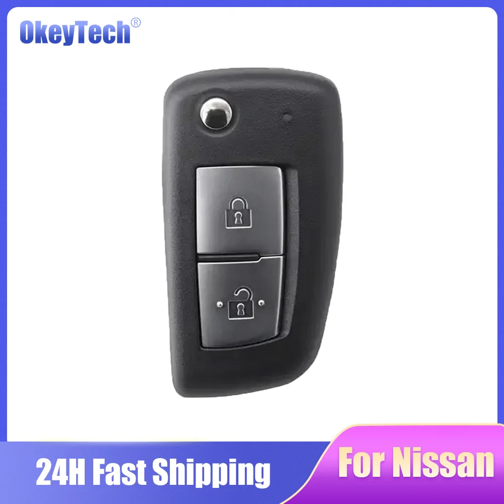 

Okeytech 2 Buttons Remote Control Car Key Shell Fob For Nissan Qashqai Sunny NV200 Auto Remote Folding Key Case With Uncut Blade