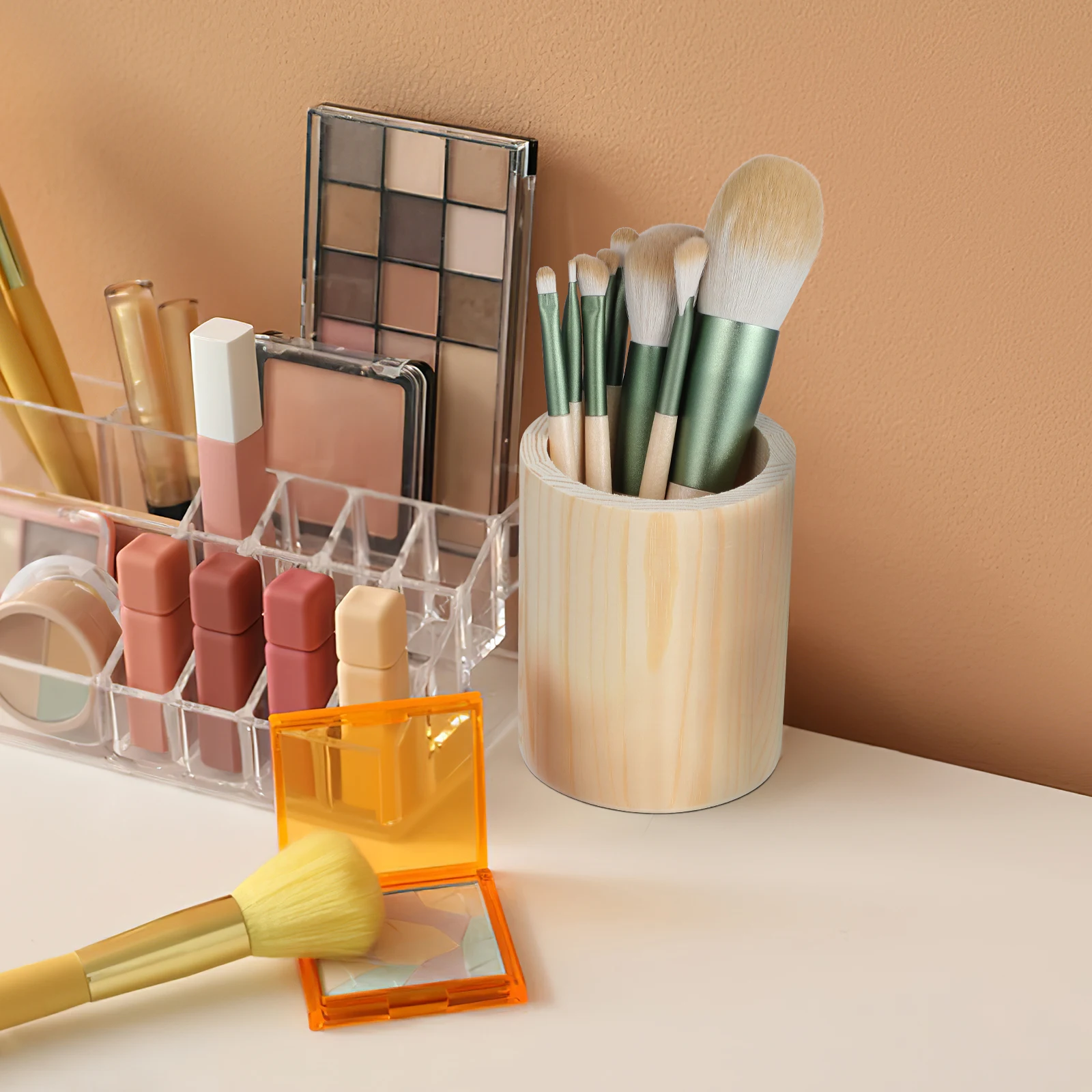 

2 pcs Blank Painting Pencil Holder Thickened Wooden Container For Diy Graffiti Unfinished Desktop Storage Box Office Organizer