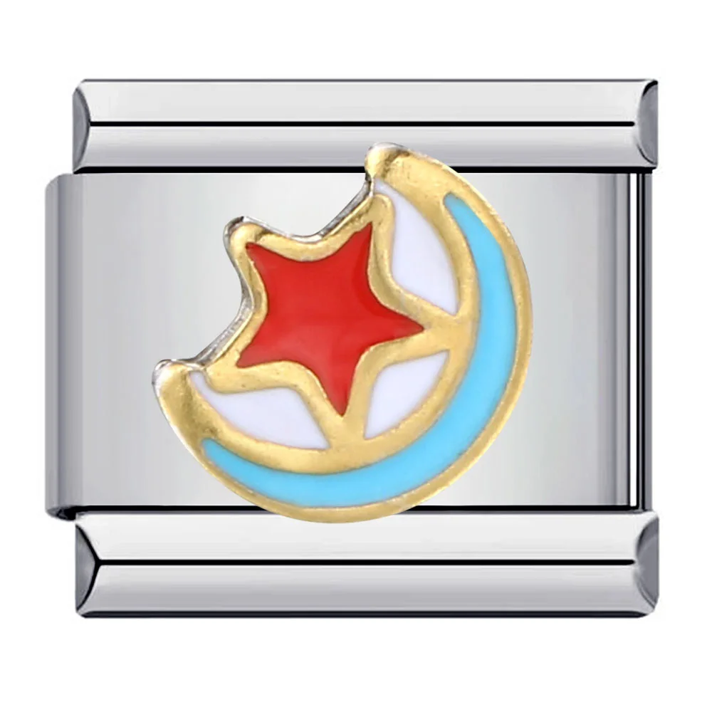 Semkeiyee Cute Star Yellow Red Blue Colorful Italian Charms Fit 9mm Italian Bracelet Bangle DIY Jewelry Gift for Women Girls