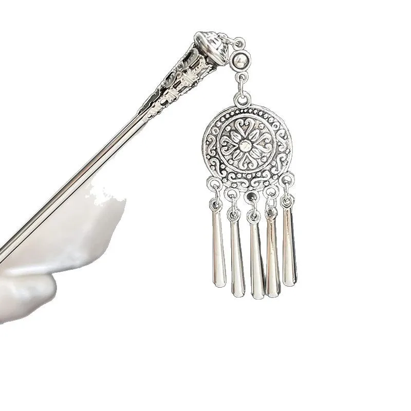 Jepit Rambut Rumbai Gaya Cina Baru, Perak Wanita, Gaya Kuno Miao, Jepit Rambut Hanfu Rumbai 2025