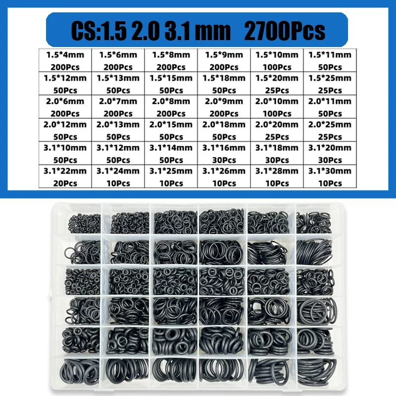 Insgesamt 3200 O-Ring CS1,0–3,1 mm Dichtungsscheibe, schwarzer NBR-O-Ring, Kfz-Reparatur, Sanitärdichtungen, ölbeständig, hohe Temperatur – Detail 10