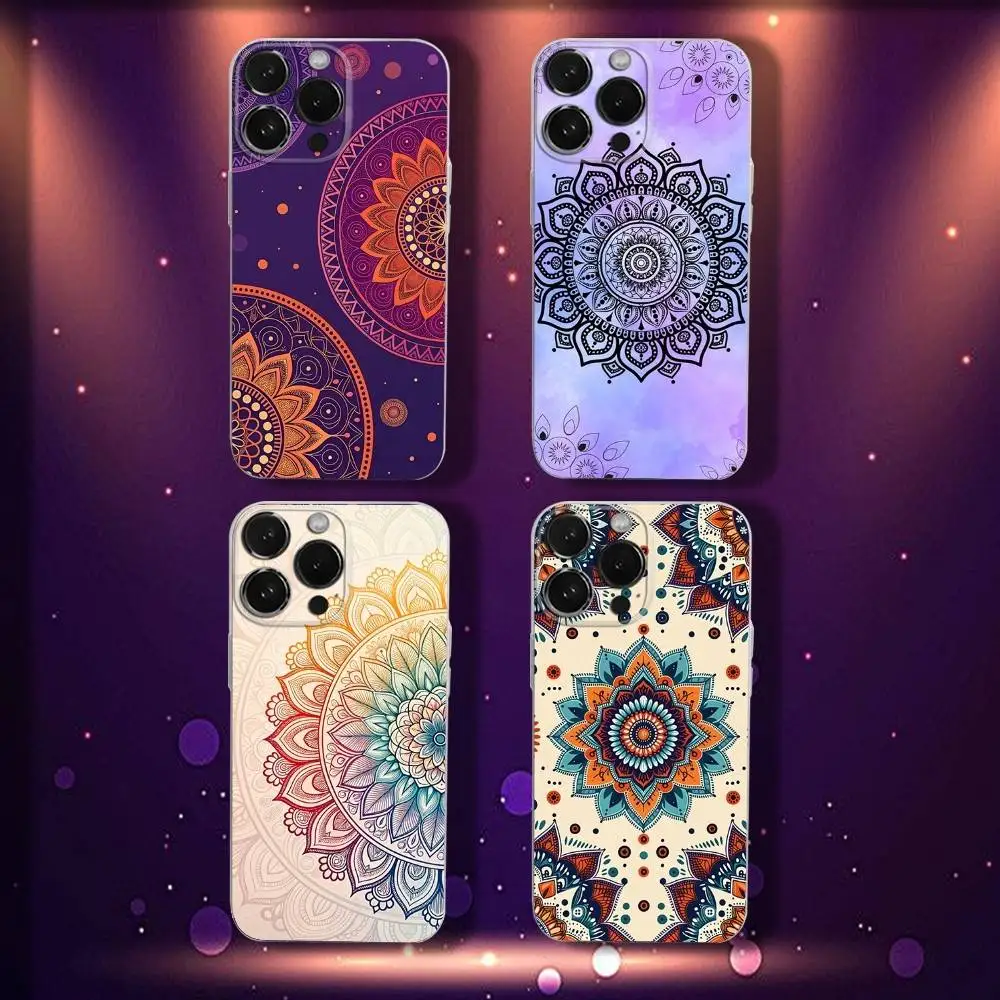 

Mandala Art Phone Case For iPhone 17,16,15,14,13,12,11 Pro,Max,Plus,X,XS,XR,SE4,E Mini Transparent Soft Cover