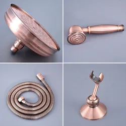 Antique Red Copper Shower Head / Shower Arm / Shower Hose / shower Bracket High Pressure Hand Spray Bathroom Accessory msh258 a