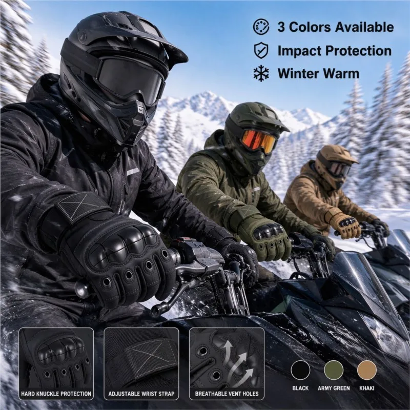 Snowmobiling & Ski Gloves, M L XL Choices, Shock Absorption, Secure Hand Protection, Winter Snow Activities