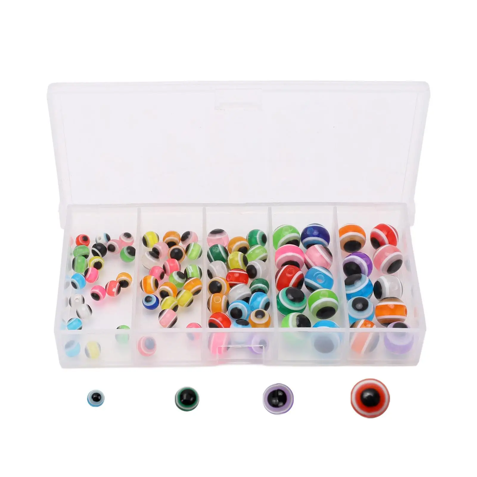 Fish Eye Float Balls Stopper Fishing Beads Resin Corrosion Resist Glossy Open w/ Storage Box