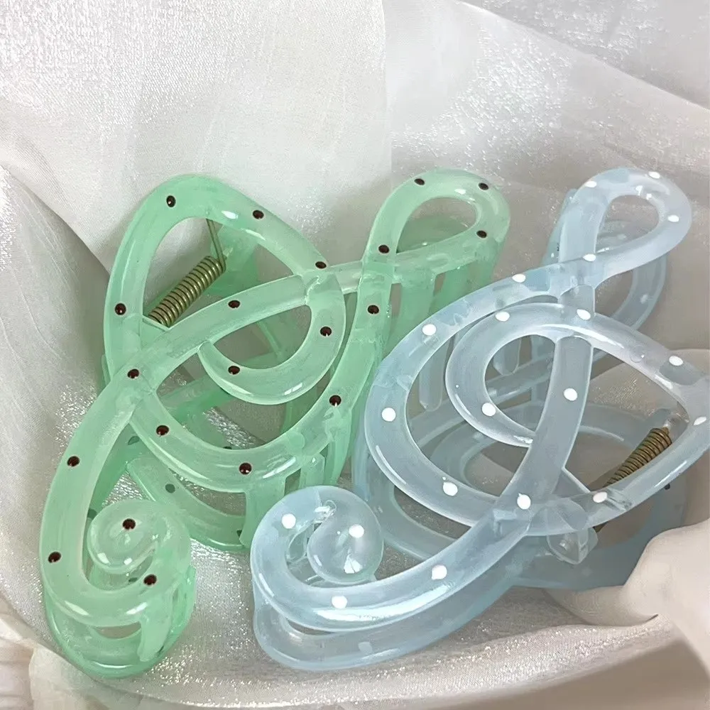 Elegant 13CM Music Note Hair Claw Polka Dot Pattern Oversized Acrylic Shark Clip Hair Clip Women Girls