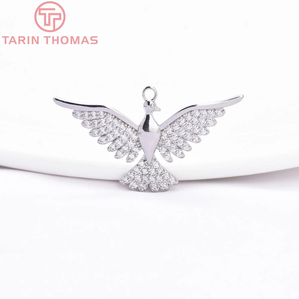 (8159) 2PCS 34.5x19.5MM 24K Gold Color Brass with Zircon Big Wild Goose Shaped Pendants High Quality Jewelry Making Findings image 5