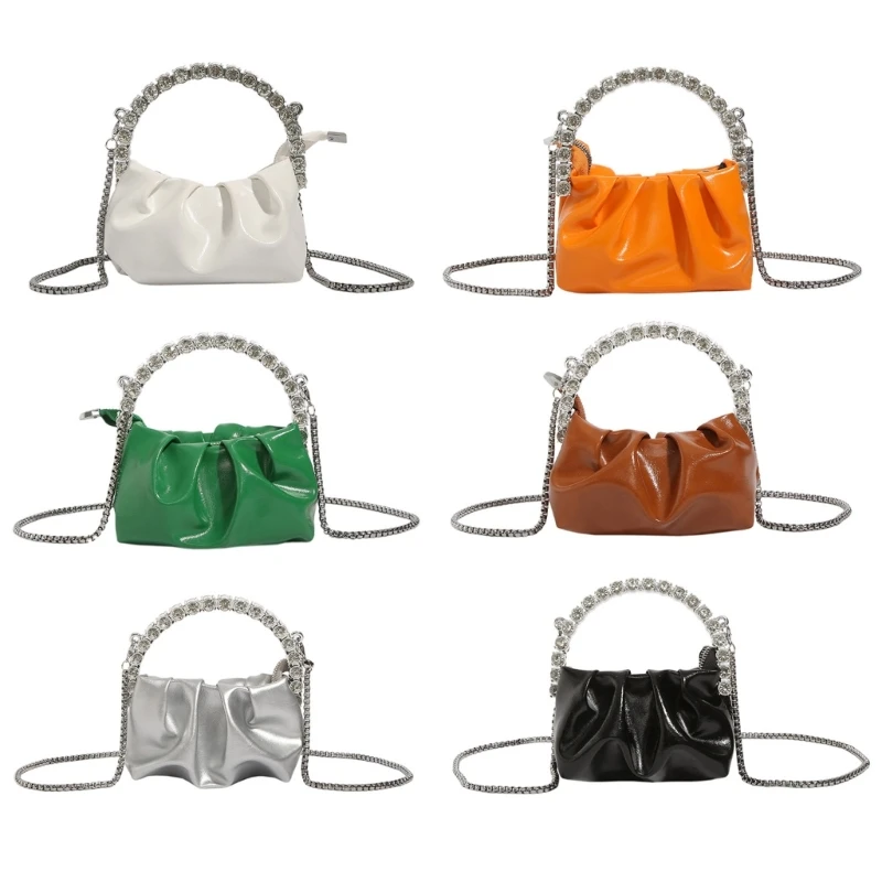 Bolsa ombro para meninas mulheres, mini bolsa crossbody moderna, sacola com design franzido