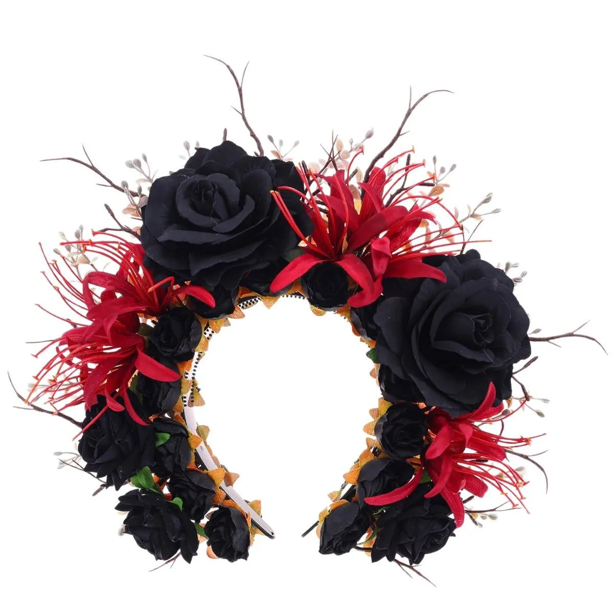 

Punk Rose Hairbands Crowns for Women Chinese Traditional Travel Party Wedding Photo Shoot Flower Fascinator Hairbands Headpiece