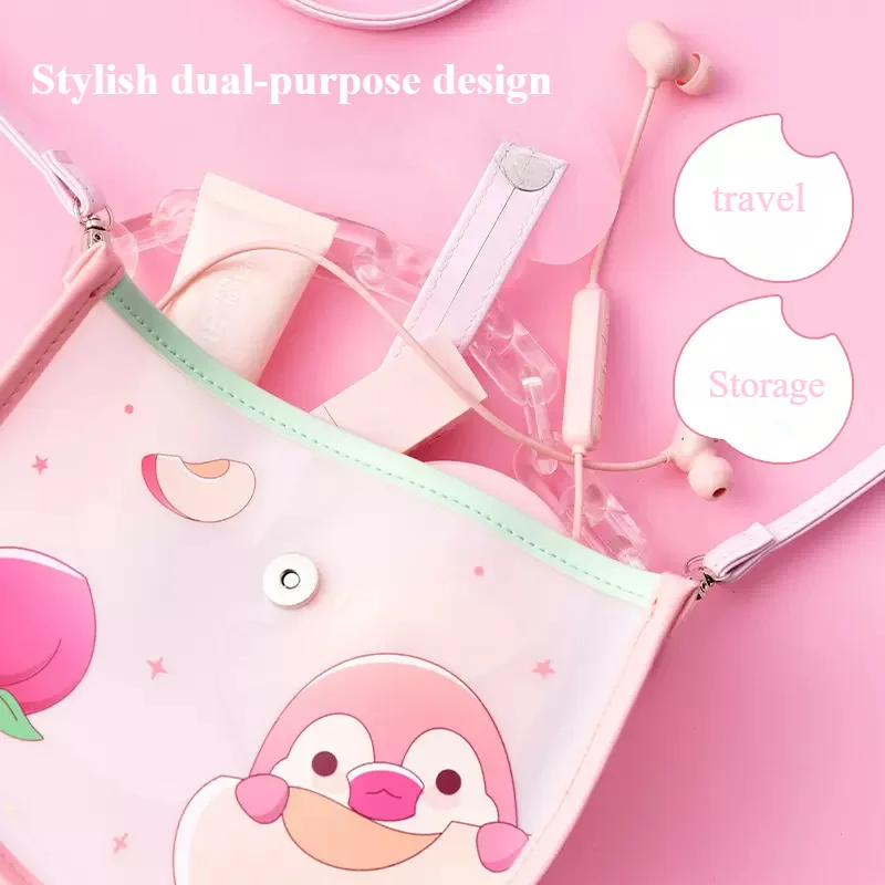 Miniso PUPU Series Peach Dual-purpose Bag Portable Crossbody Large Capacity Fashionable Children's Toys Birthday Gift Kawaii