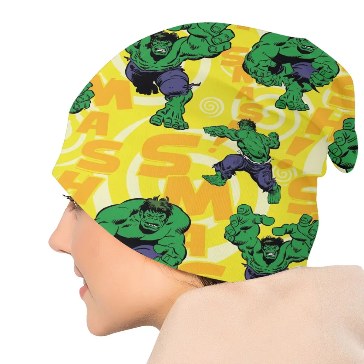 مخصص الكرتون هالك بطل Skullies Beanies قبعات الرجال النساء للجنسين في الهواء الطلق شتاء دافئ محبوك قبعة الكبار بونيه القبعات