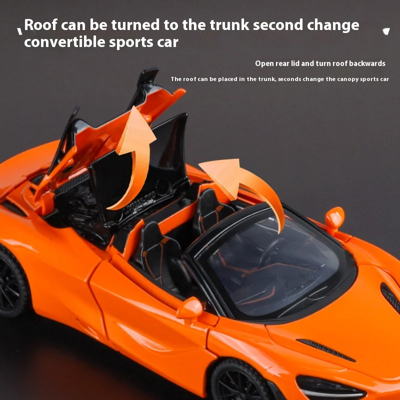 1:32 McLaren 720S car model simulation sound and light bring back to pull forward children's toy car birthday gift Christmas