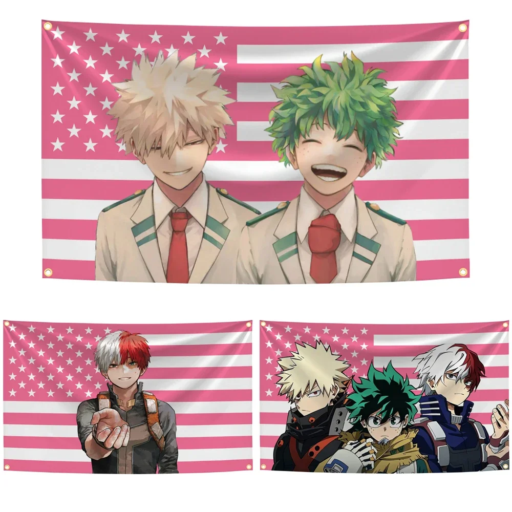 My Hero Academias American Flag Bakugou Katsuki Tapestry Home Decor Items Barber Shop Custom Flags for Bedrooms Bedroom Stuff