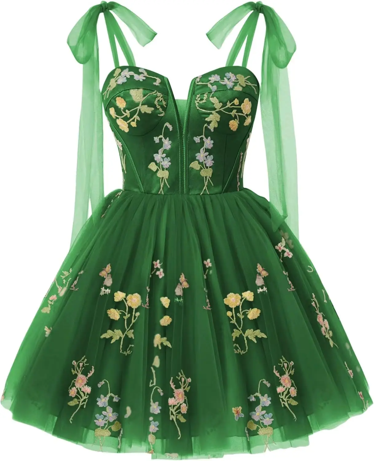 

Короткие платья для выпускного вечера из тюля с цветочным принтом 2026 Мини-коктейльные платья для выпускного вечера с цветочной вышивкой на бретельках выше колена, мини