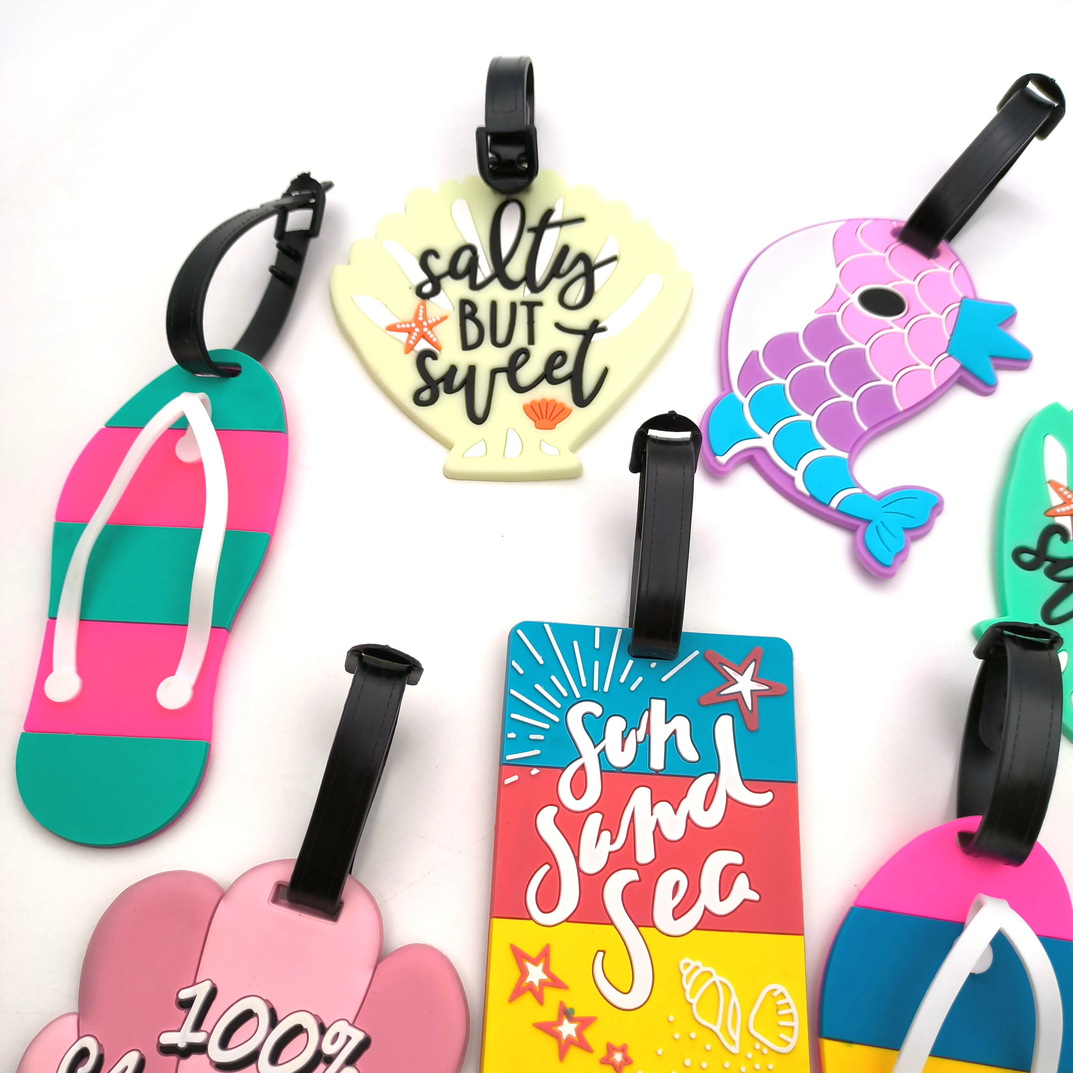 1pc/2pcs/7pcs Luggage Tag Creative Cartoon Suitcase Fashion Style Silicon Luggage Name  Label Portable Travel Accessories Label