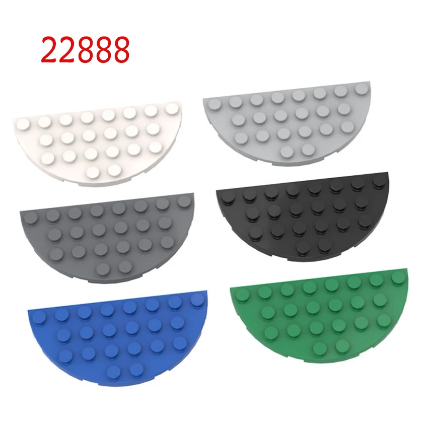 10/20pcs MOC Parts Plate Round Half Corner 4x8 Brick DIY Assmble Building Blocks Particle Toy for Children Compatible with 22888