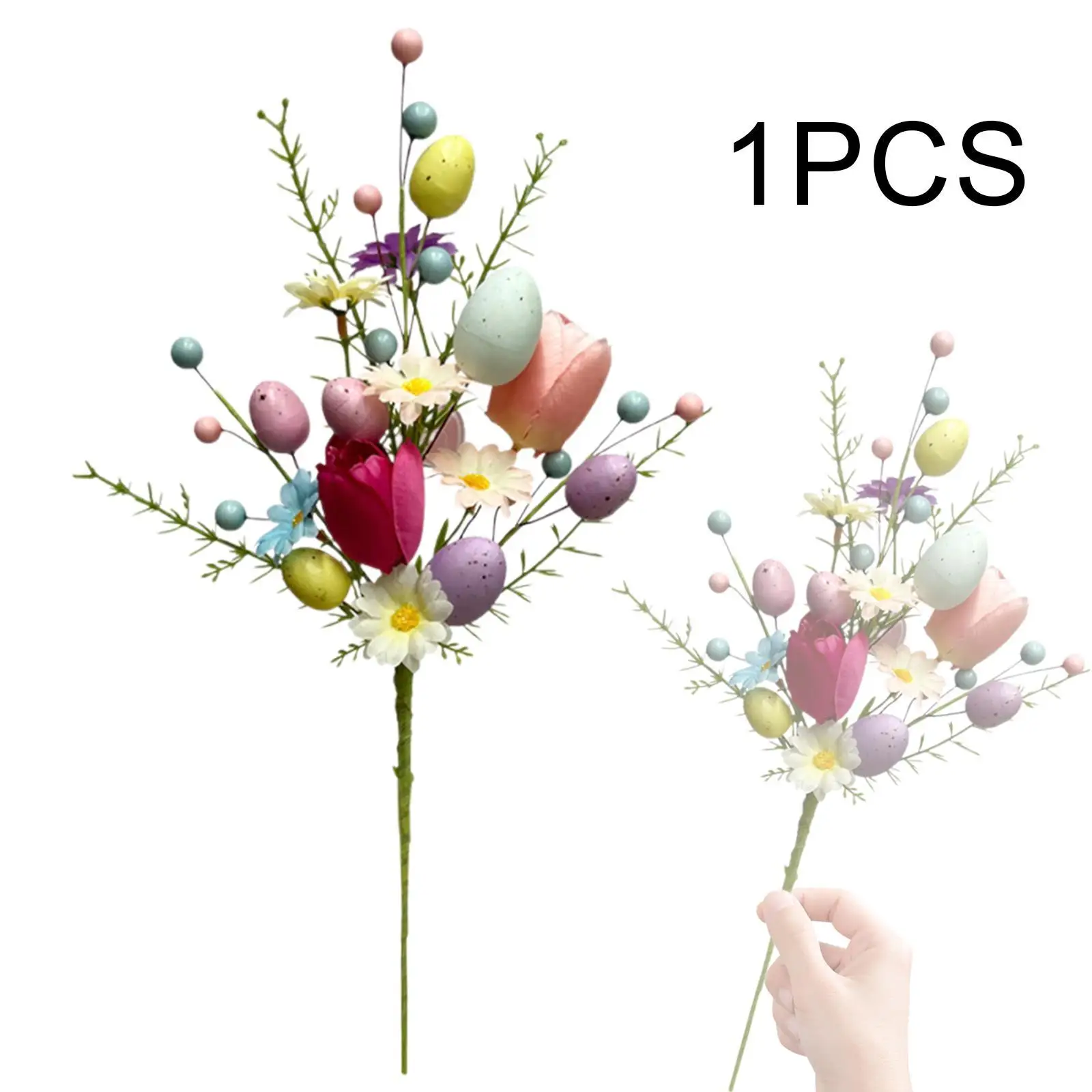 Easter Egg Stem Flower Pick Twig Easter Decoration Branch Fake Eggs for Vase