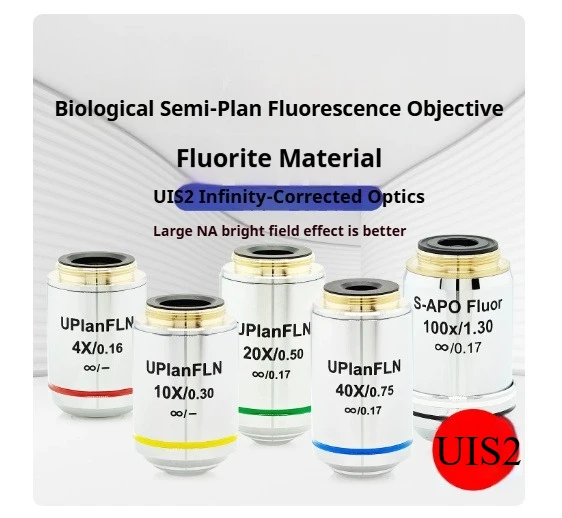 RMS Semi-Apochromatic Plan Fluor Objectives Universal Biological Infinity Objective Lens for Olympus Microscopes
