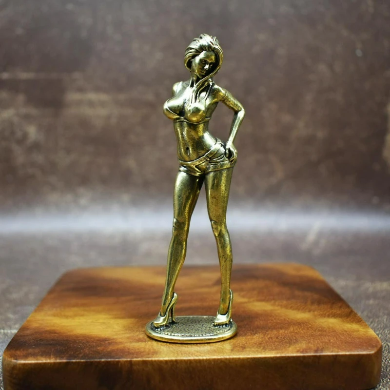 

Retro Solid Brass Beauty Model Sexy Photo Singer Creative Home Desktop Crafts Ornaments Office Gift Accessories
