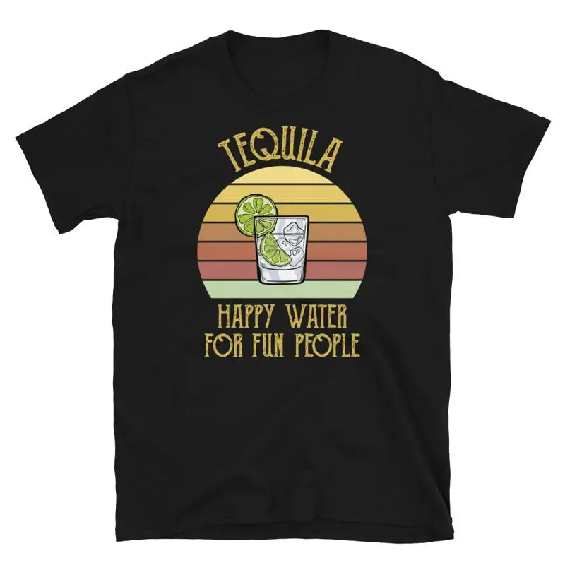 

Футболка Tequila Happy Water For Fun People в стиле ретро с закатом