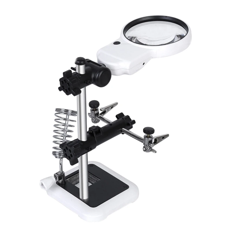 LED LED Helping Hands Magnifier Station soudage support loupe avec pinces auxiliaires clips d