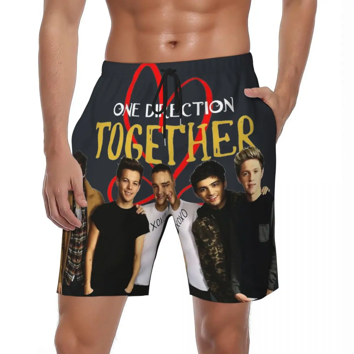 

1D Ones Music And Directions Logo Gym Shorts Summer Rock Band Sportswear Beach Shorts Males Quick Dry Casual Beach Trunks
