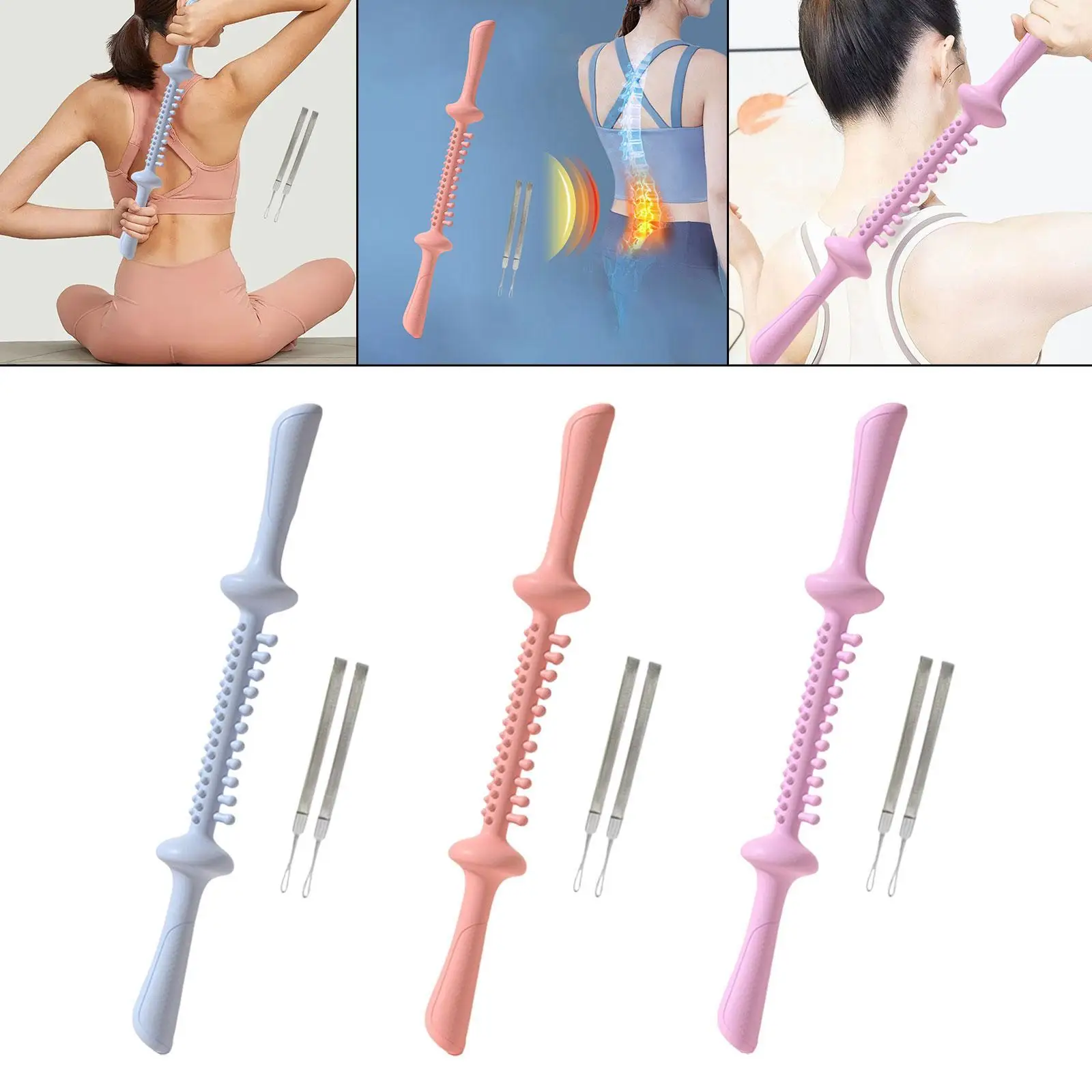 Fascia Massage Roller Scraping Soft Manual Massage Stick for Body Back Neck