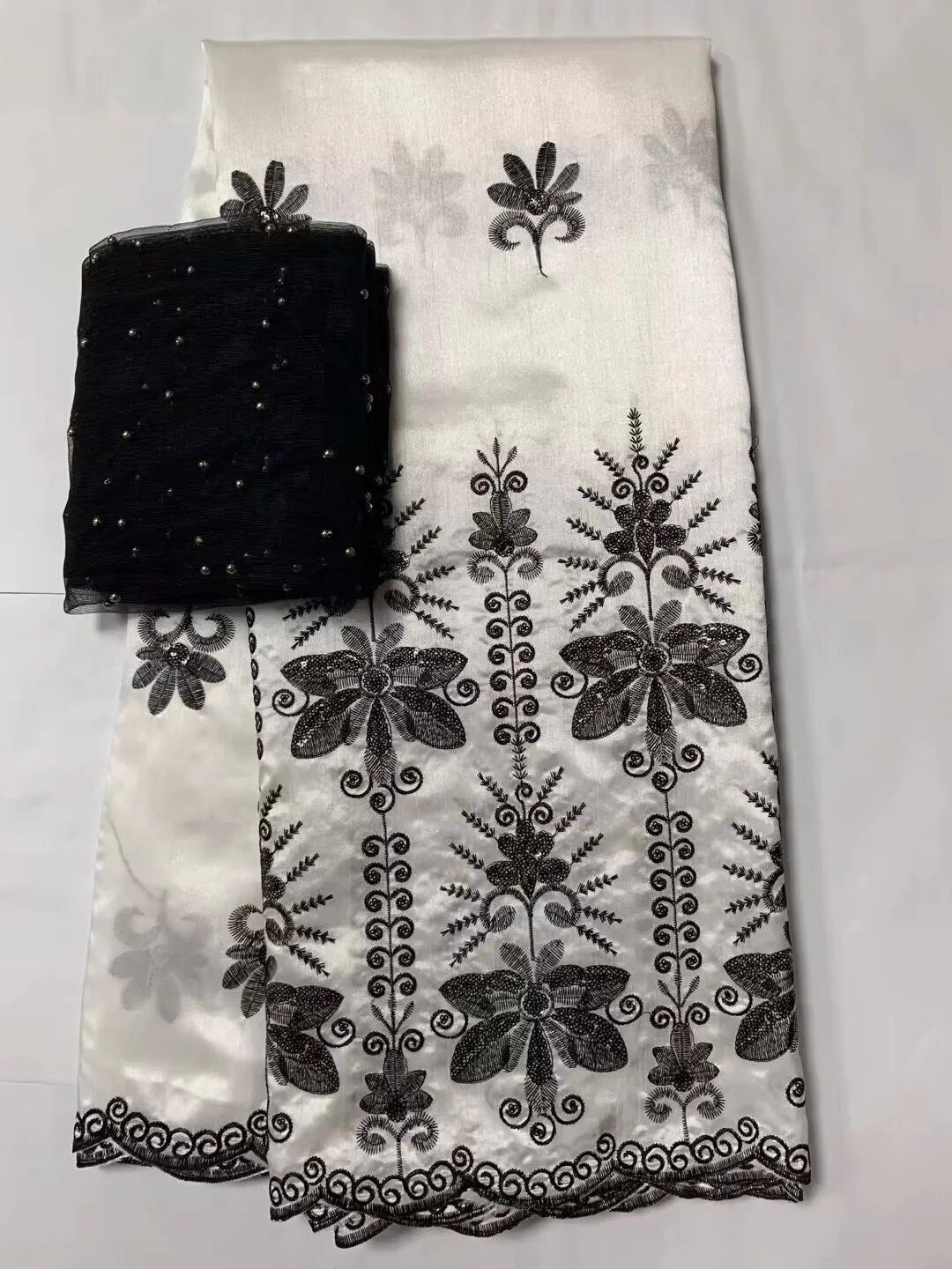 Sequins George Lace 2026 High Quality Indian George Lace Fabric With French Net Lace Fabric Blouse For Wedding Dress 5+2Yards