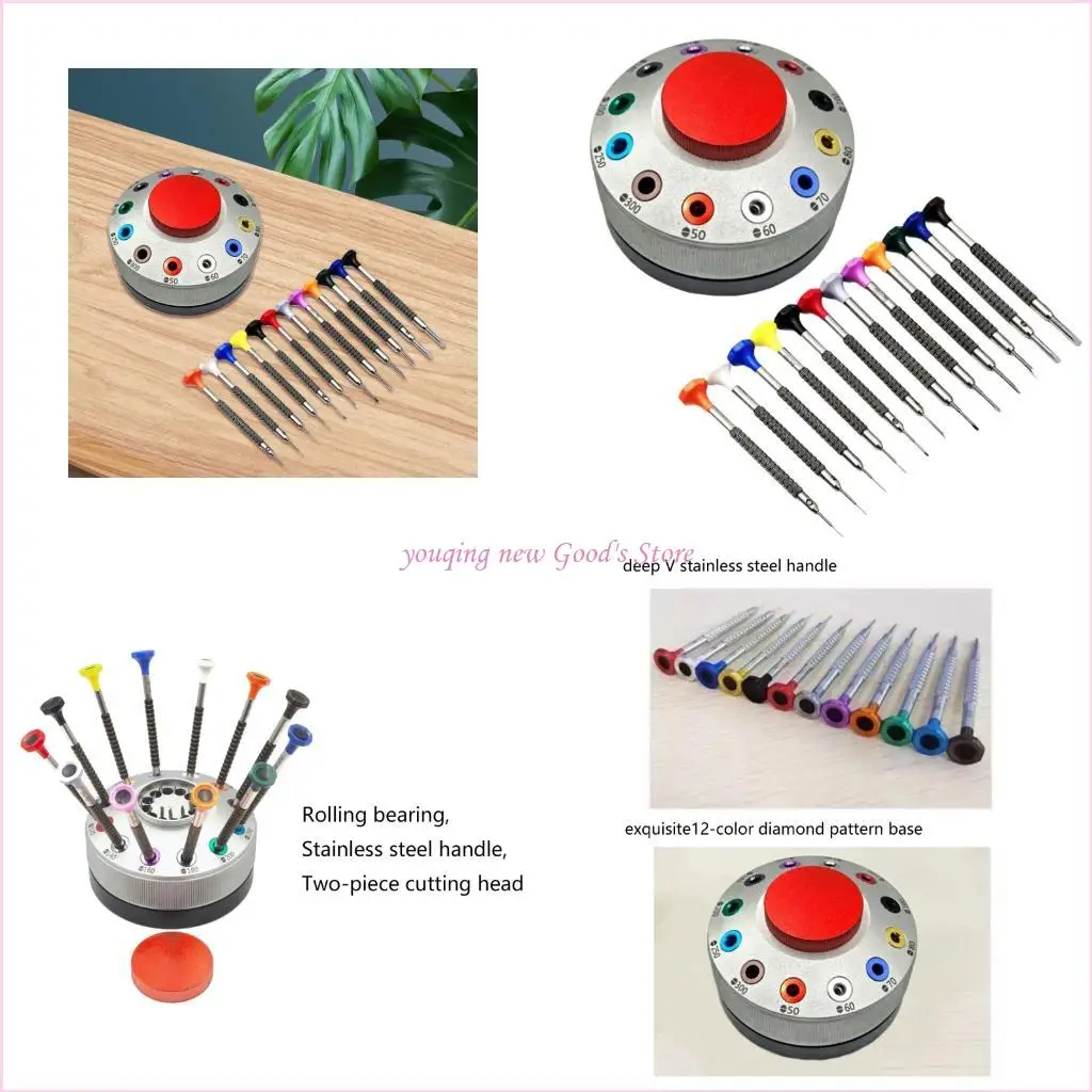 

57QA 12pc Compact Screwdriver Nonslip Grip And Rotary Head Design For Jewelry Repair And DIY Projects