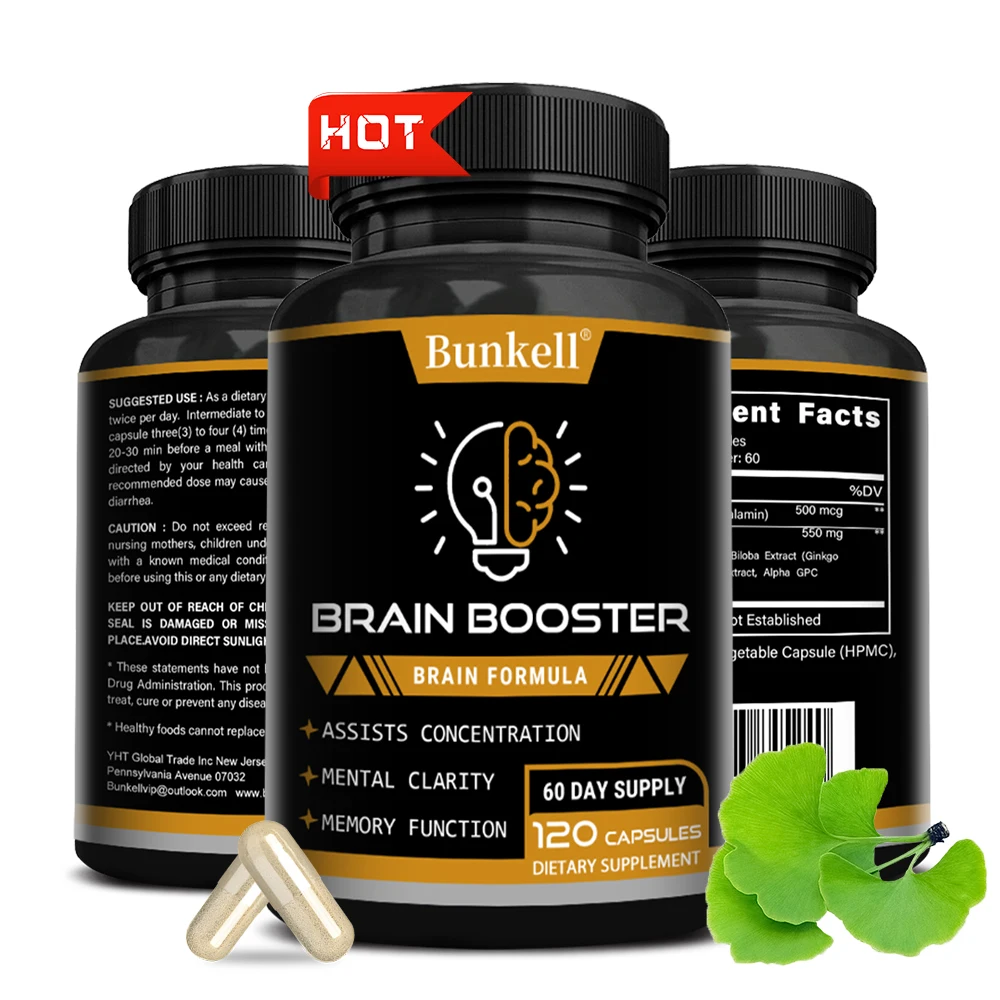 Suplemento para realzar el cerebro - con vitamina B12, Ginkgo, Rhodiola Rosea - Memoria, enfoque, claridad mental apoya la función cerebral