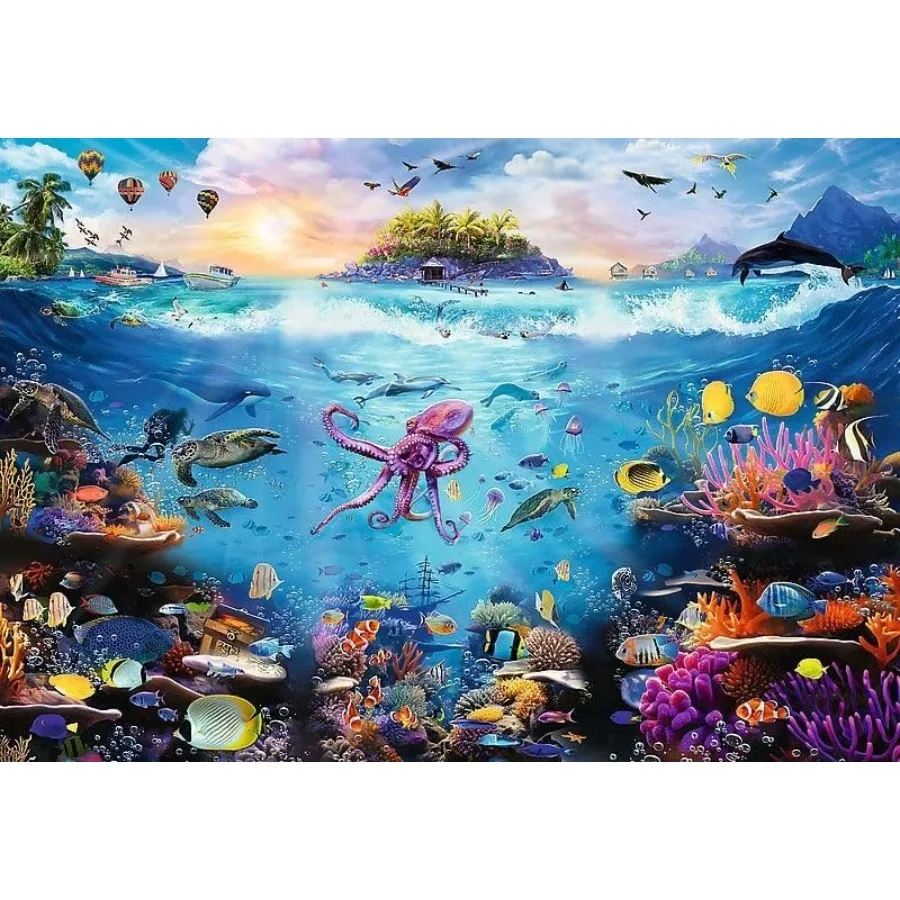 أحجية الصور المقطوعة للغوص إلى الماء 13500 من Paradise مقاس 78 بوصة × 54 بوصة، من الورق المقوى السميك، قاعدة المحيط الملونة، إبداعية F