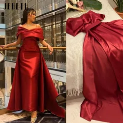 JEHETH Luxury Evening Dresses Real Photo Satin Mermaid Cocktail Gowns Ankle Length Prom Dress Saudi Arabia Women's Formal Dress