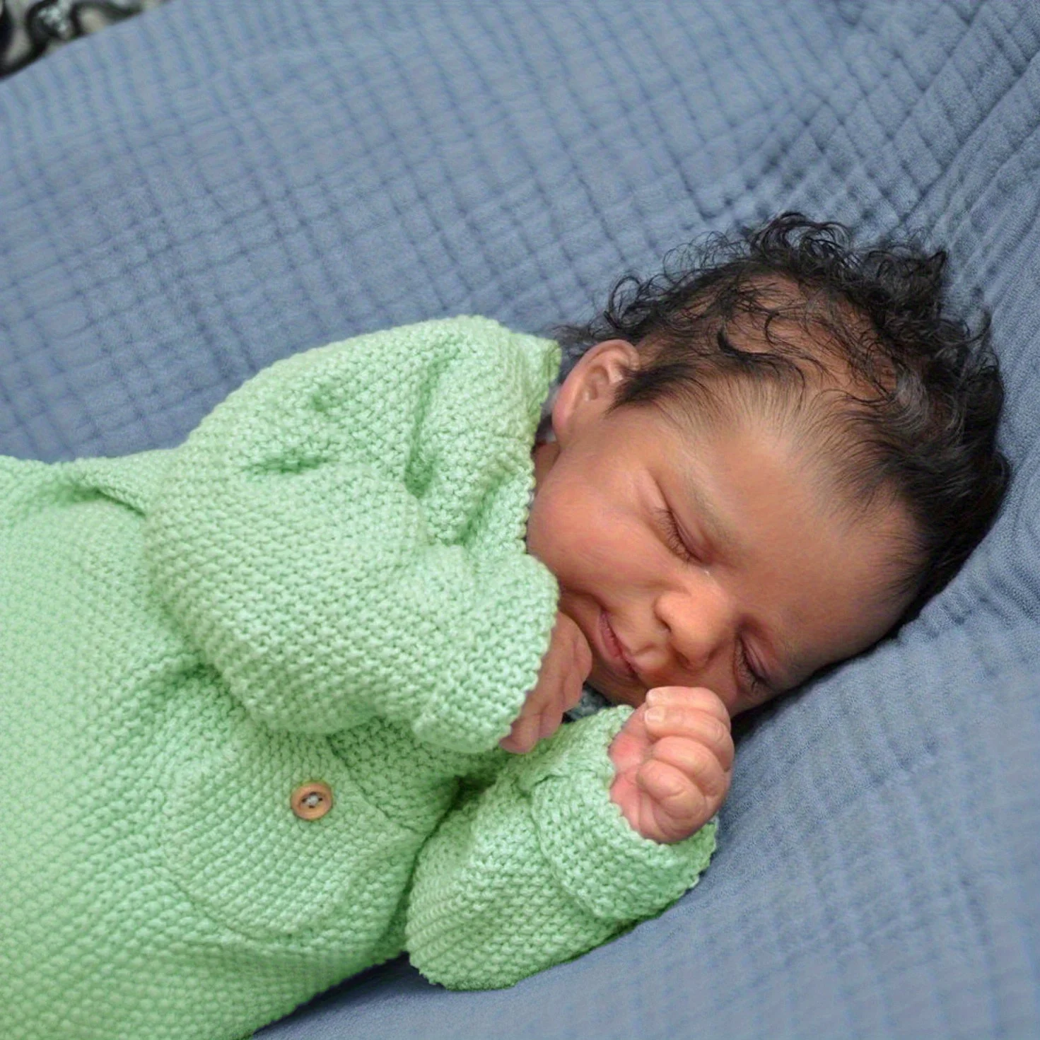 BZDOLL 45 CM Asleep Reborn Baby Doll Toy For Kids Full Vinyl Body Lifelike Black Brown Skin Smile Babies Doll Kid Birthday Gift