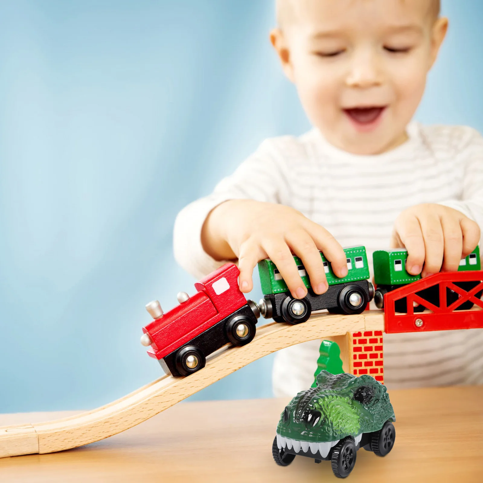 Dinosauro Auto Pista per Bambini Giocattolo per Bambini Giocattolo Sostituzione Giocattoli per Bambini Cartone Animato Passeggino Veicolo Abs