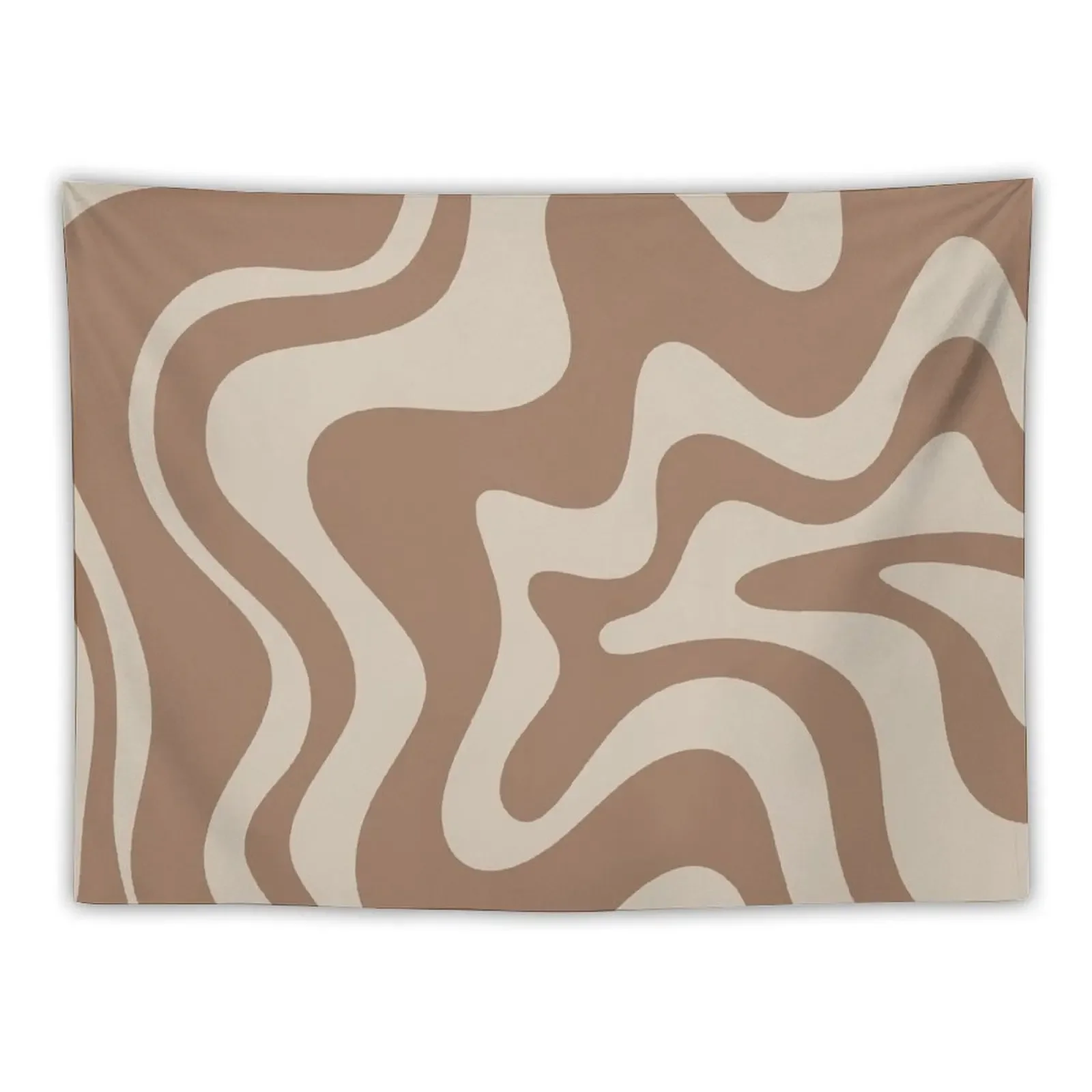 

Retro Liquid Swirl Abstract Pattern in Creamy Milk Chocolate Brown Tapestry Room Design Decoration For Home Tapestry