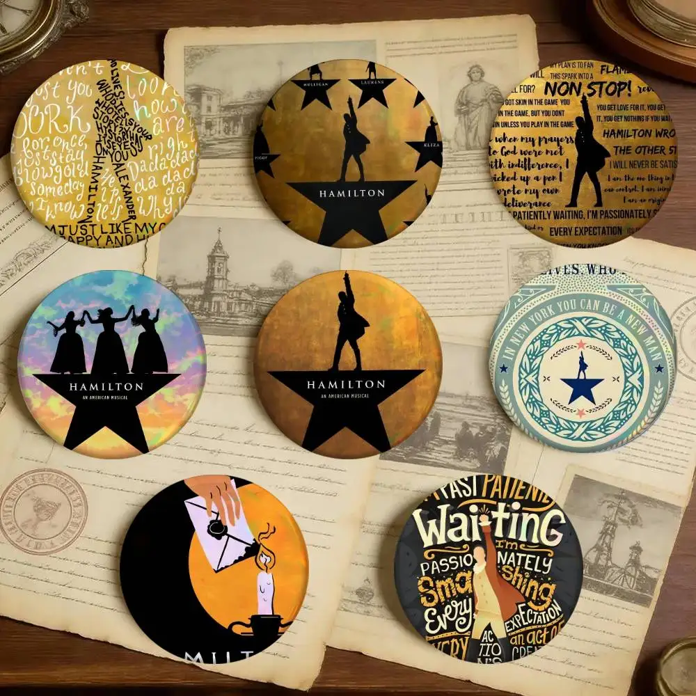 American Musical Hamilton Badges 25 32 44 58 75 Mm Round Cosplay Pin Bag Decor Fans Collect Friends Gifts Brooch Souvenir