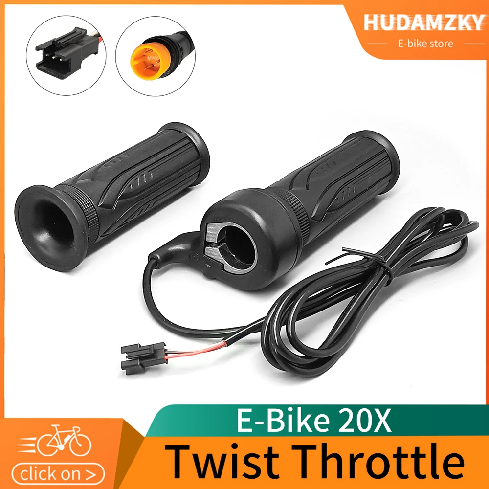 WUXING 20X Full Twist Throttle E-bike Right Handle Throttle 24V 36V 48V 60V 72V Waterproof/SM Connector Untuk Ebike atau Escooter